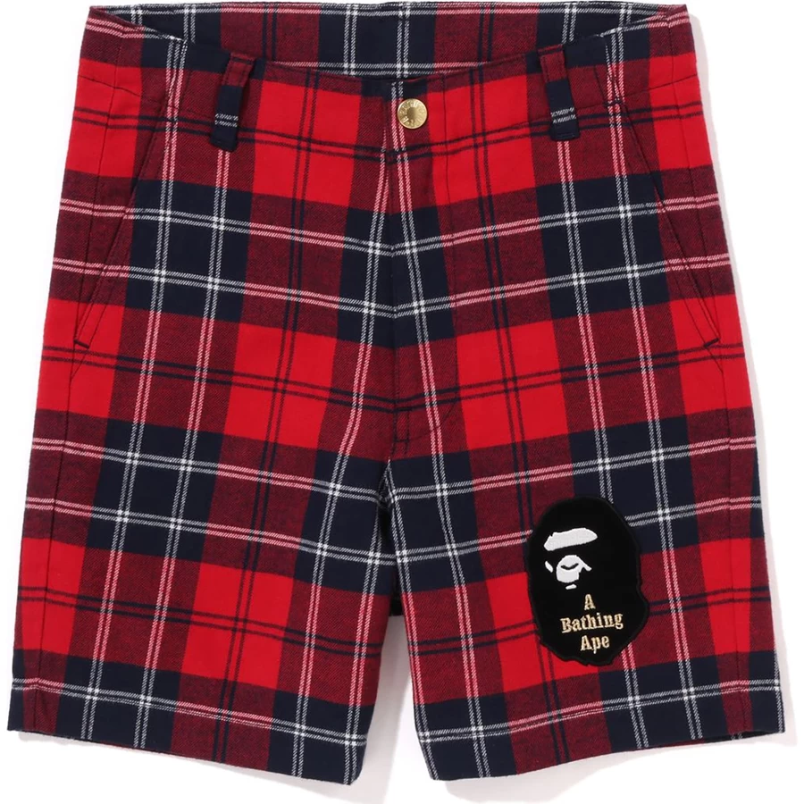 Bape CHECK APE HEAD PATCH SHORTS KIDS
