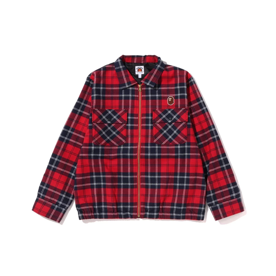 Bape CHECK APE HEAD PATCH ZIP JACKET KIDS