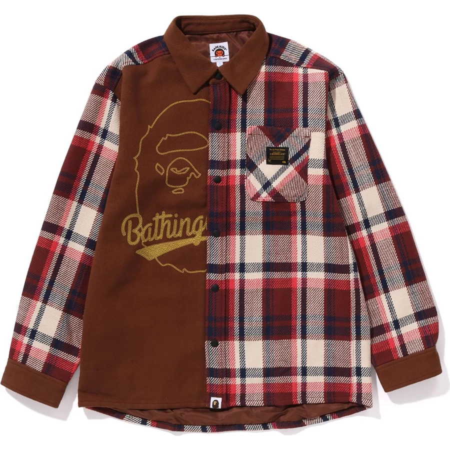 Bape BAPE CHECK APE HEAD SHIRT JACKET RELAXED FIT KIDS