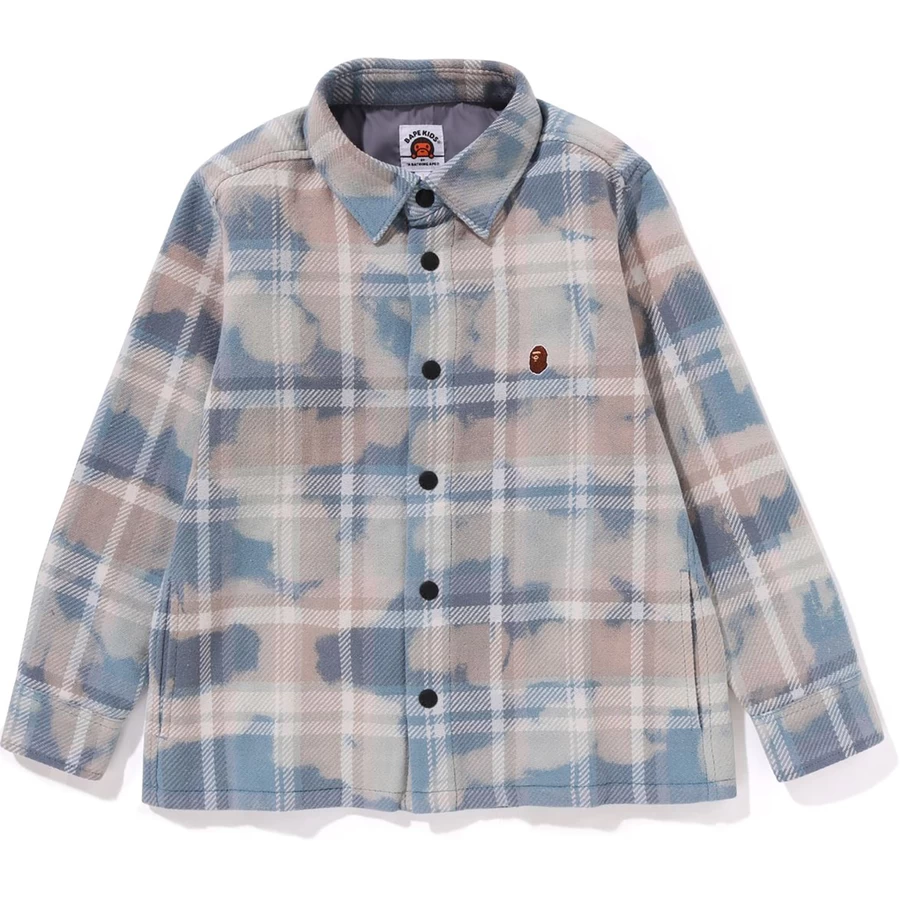 Bape BLEACHED BAPE CHECK SHIRT JACKET KIDS
