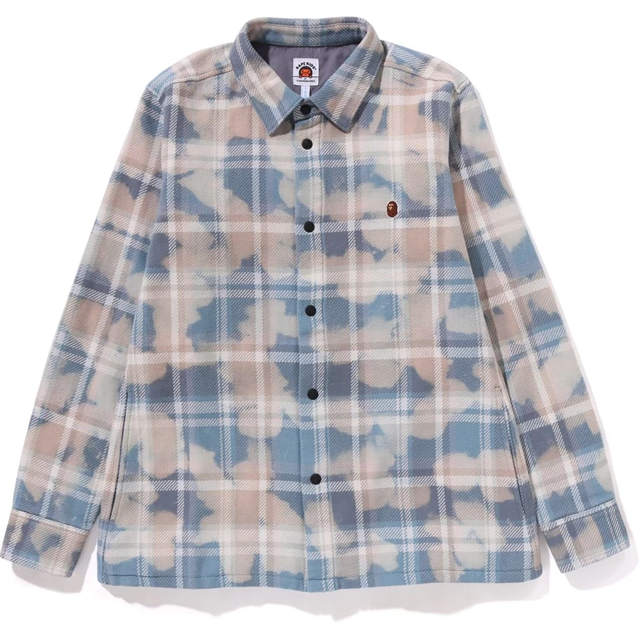 Bape BLEACHED BAPE CHECK SHIRT JACKET JR KIDS