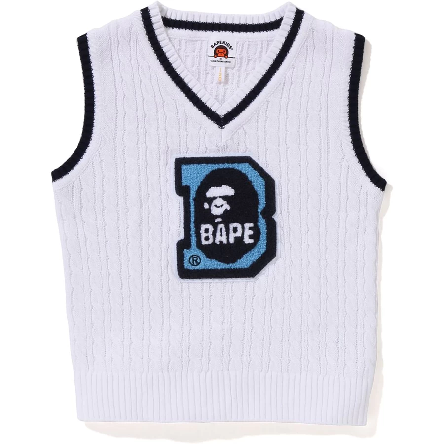 Bape APE HEAD B PATCH CABLE KNIT VEST KIDS