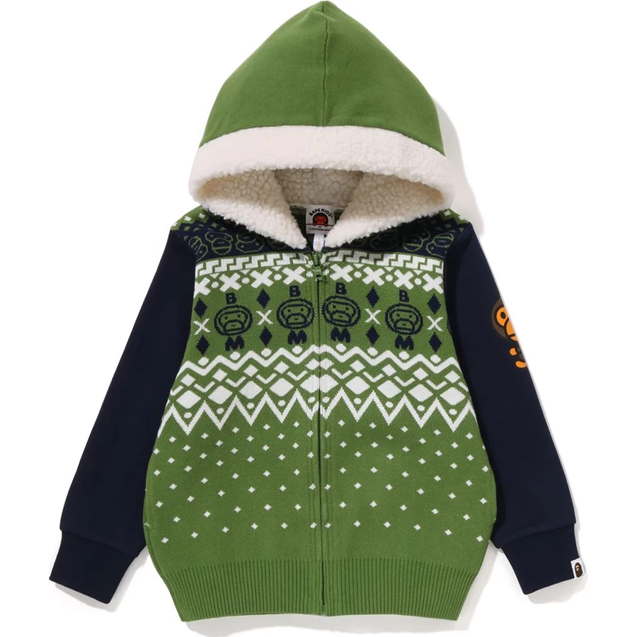 Bape Baby Milo Nordic örgü Fermuarlı Kapüşonlu üst çocuklar