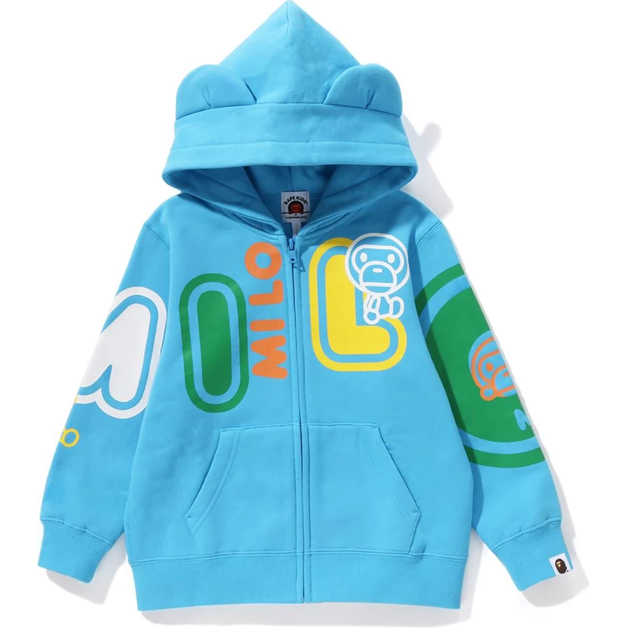 Bape BABY MILO FONT ZIP HOODIE KIDS