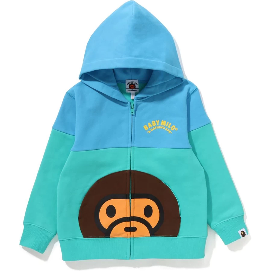 Bape BABY MILO POCKET COLOR BLOCK ZIP HOODIE KIDS