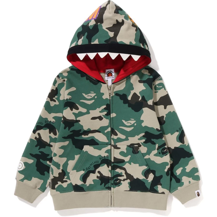 Bape Ormanlık Kamuflaj Köpekbalığı Fermuarlı Kapüşonlu üst çocuklar