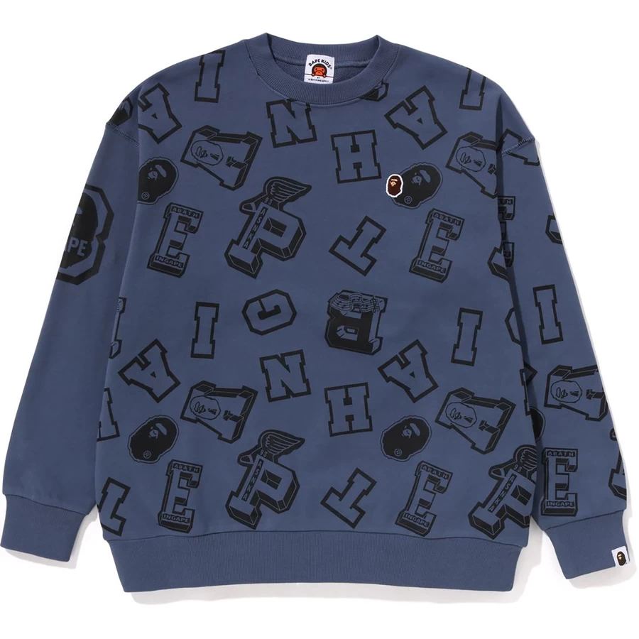 Bape COLLEGE LOGO PATTERN LOOSE FIT CREWNECK KIDS