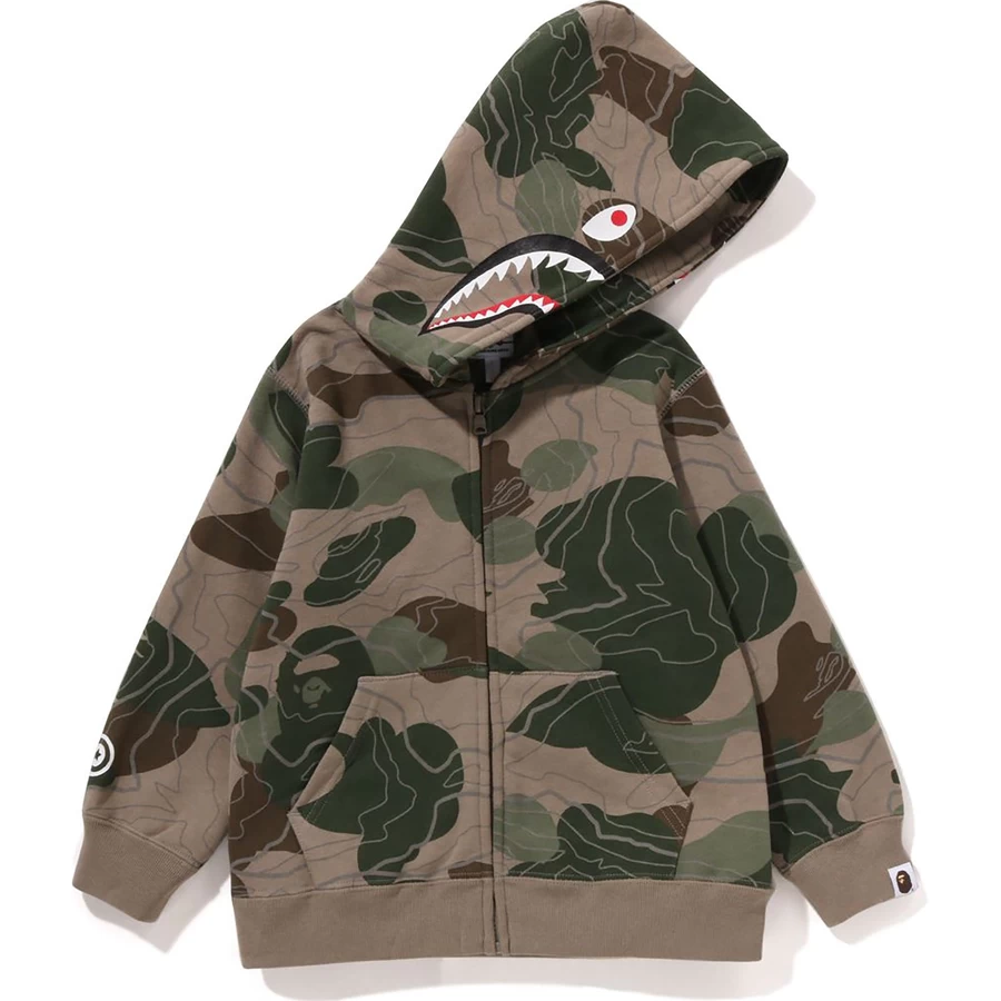 Bape Layered Line Camo Shark Rāvējslēdzēja Kapuci Bērniem