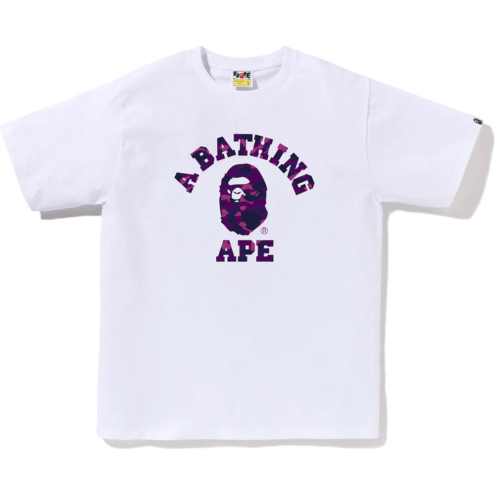 Bape COLOR CAMO COLLEGE TEE MENS White x Purple