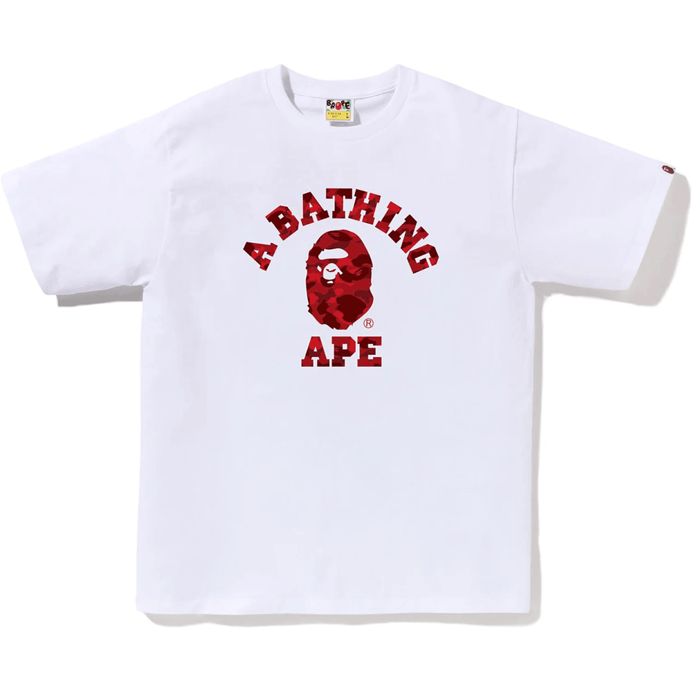Bape COLOR CAMO COLLEGE TEE MENS White x Red