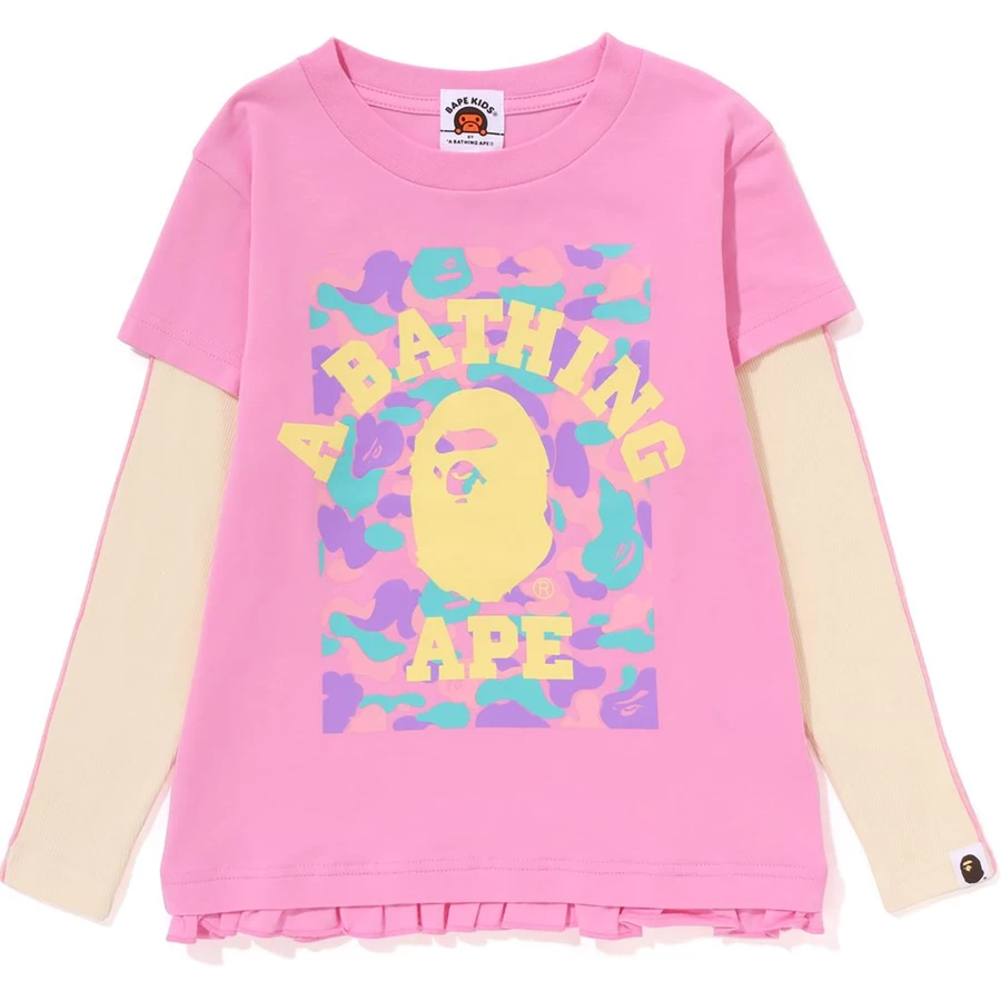 Bape COLLEGE LAYERED FRILL L/S TEE KIDS
