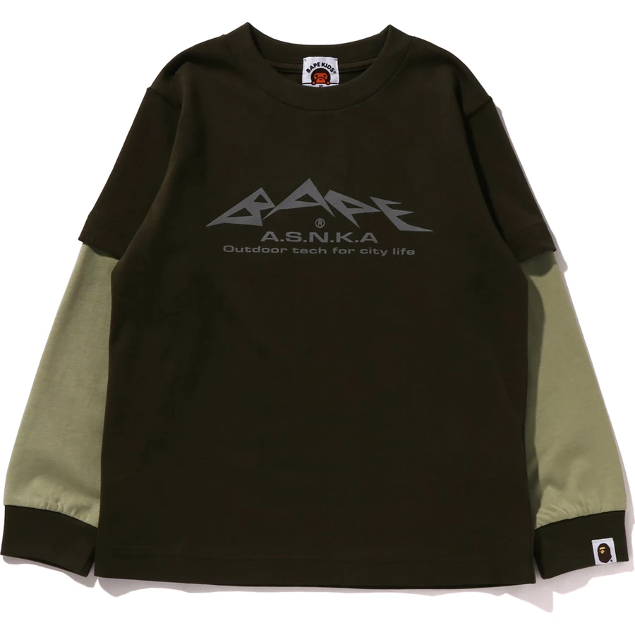 Bape BAPE REFLECTIVE PRINT LAYERED L/S TEE KIDS