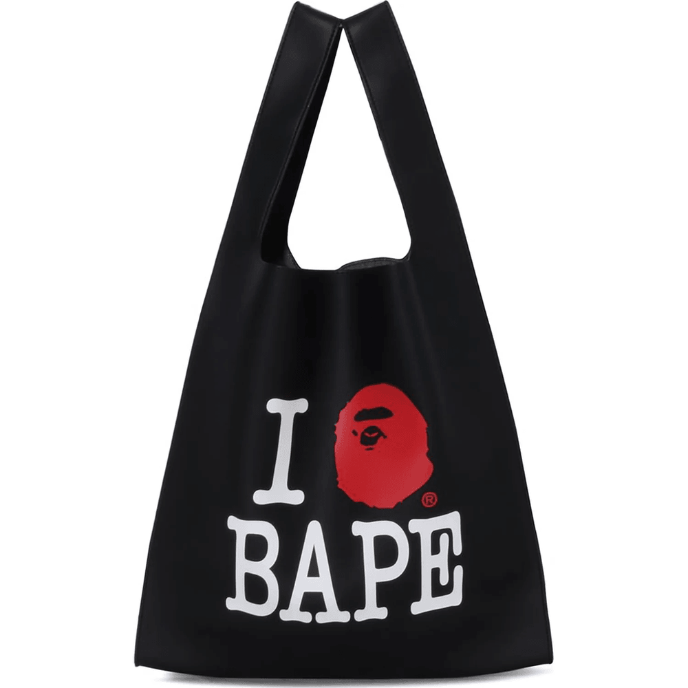 I LOVE BAPE PU LEATHER BAG LADIES Black
