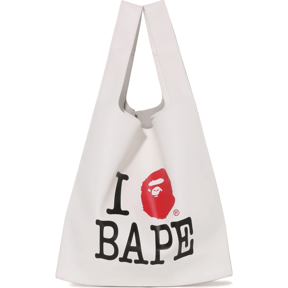 I LOVE BAPE PU LEATHER BAG LADIES White