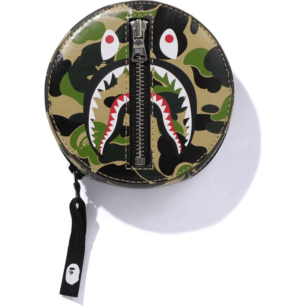 Bape ABC CAMO SHARK COIN CASE MENS Green