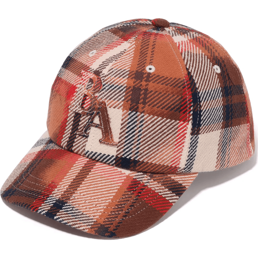 BLEACHED BAPE CHECK PANEL CAP MENS Red