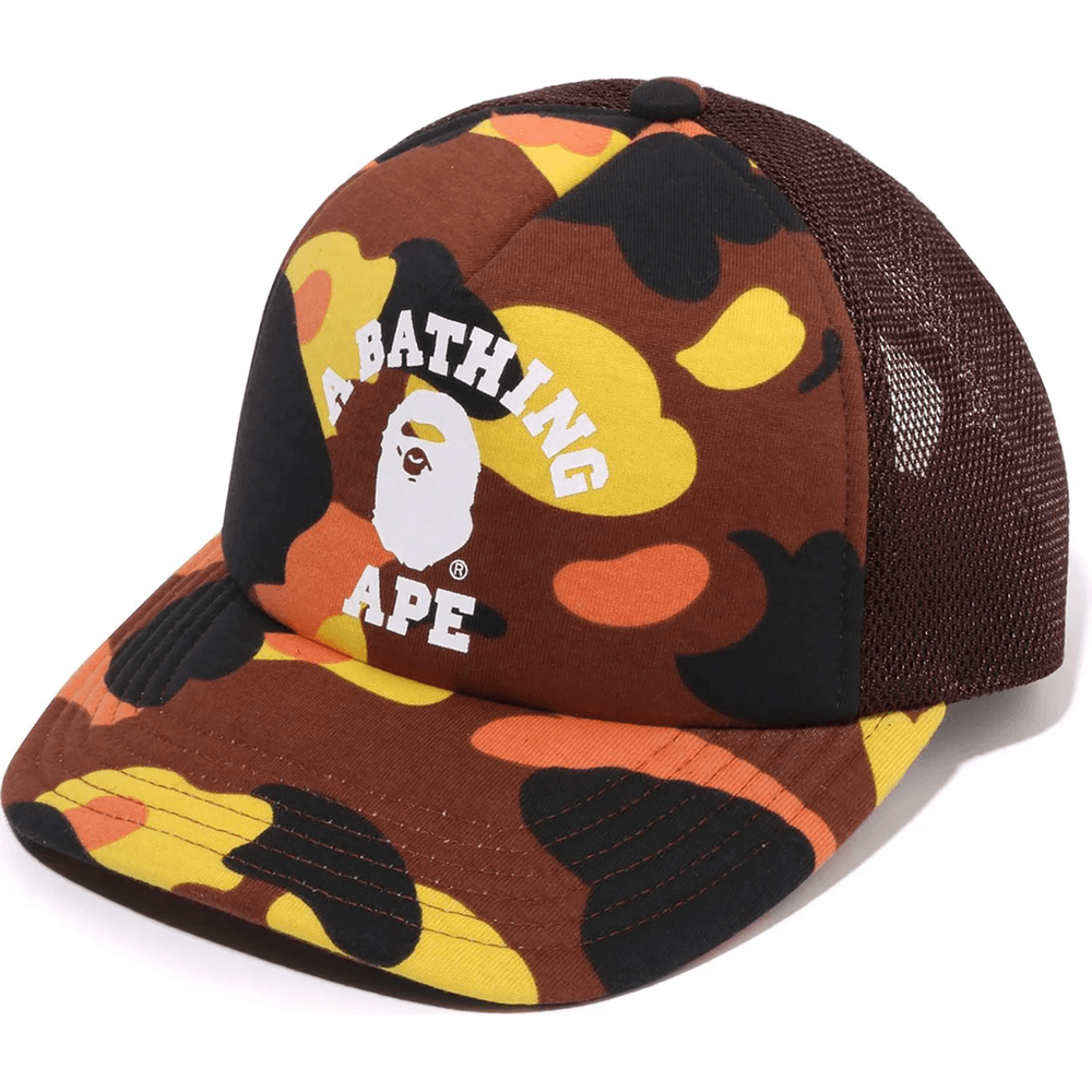 Bape 1ST CAMO COLLEGE MESH CAP MENS Orange