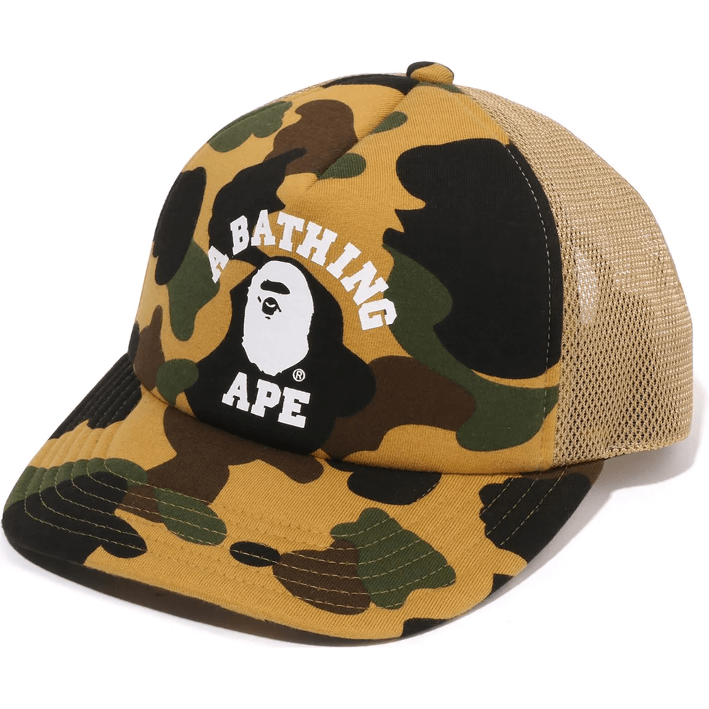Bape 1ST CAMO COLLEGE MESH CAP MENS Yellow