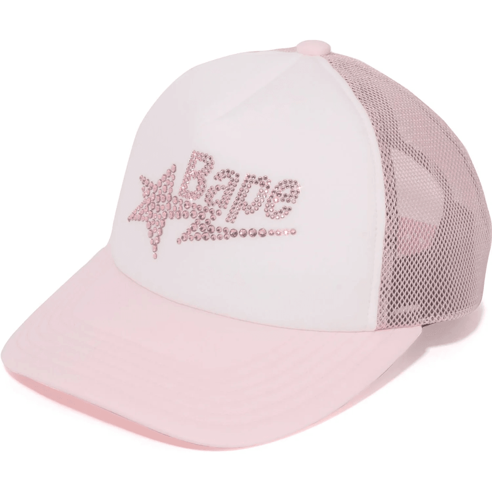 CRYSTAL STONE BAPE STA LOGO MESH CAP LADIES Pink