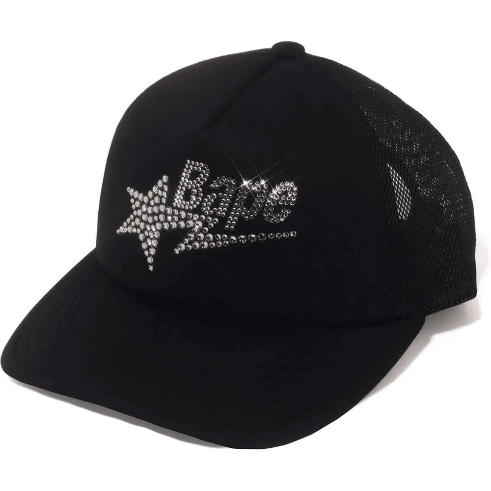 CRYSTAL STONE BAPE STA LOGO MESH CAP LADIES Black