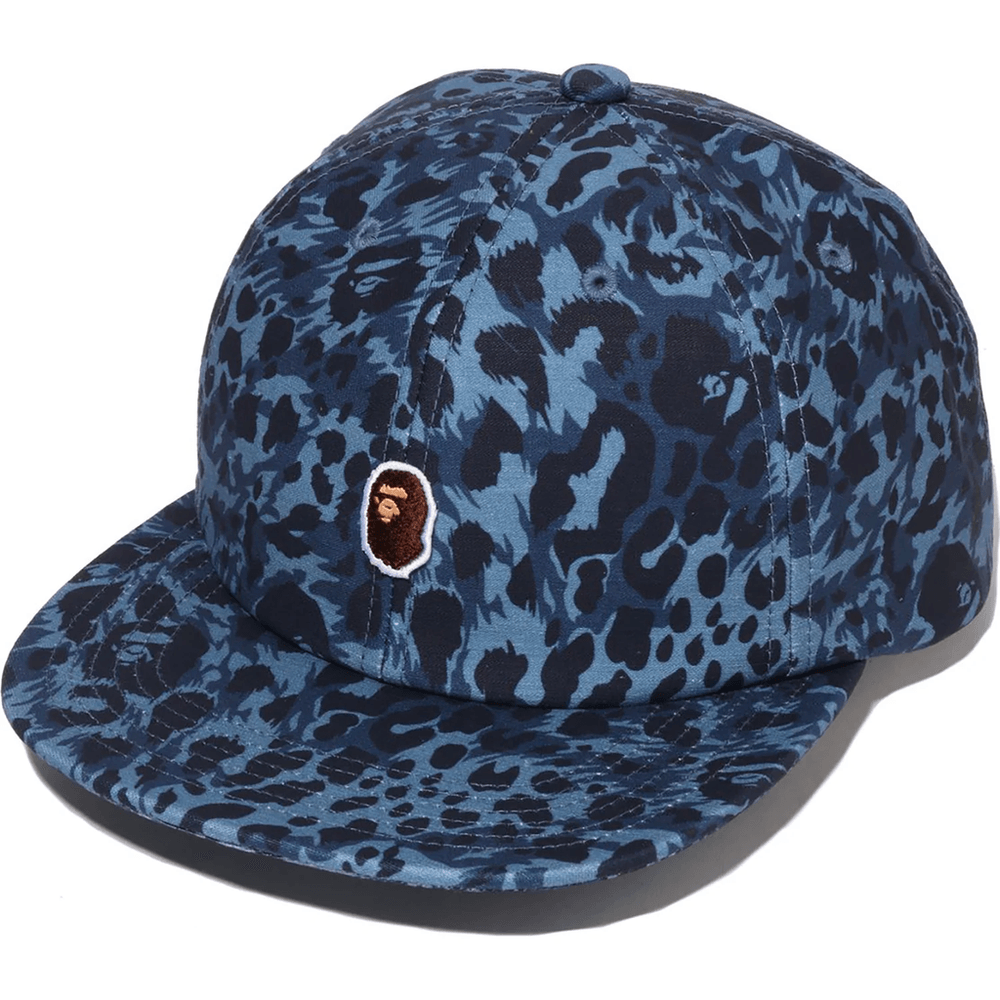 Bape WILD LEOPARD PATTERN ONE POINT CAP MENS Navy