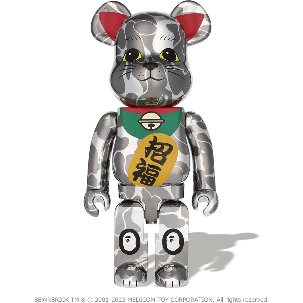 Bape NEW YEAR BE@RBRICK MANEKINEKO 1000% Silver
