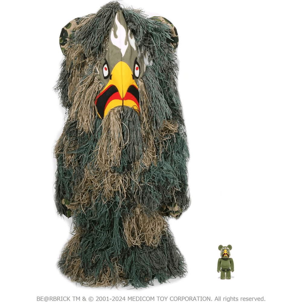 BAPE X READYMADE EAGLE GHILLIE SUIT BE@RBRICK 100%&1000% JACKET Olive Drab