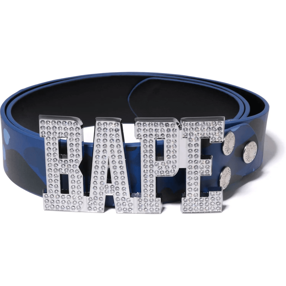 COLOR CAMO BAPE LEATHER BELT MENS Navy