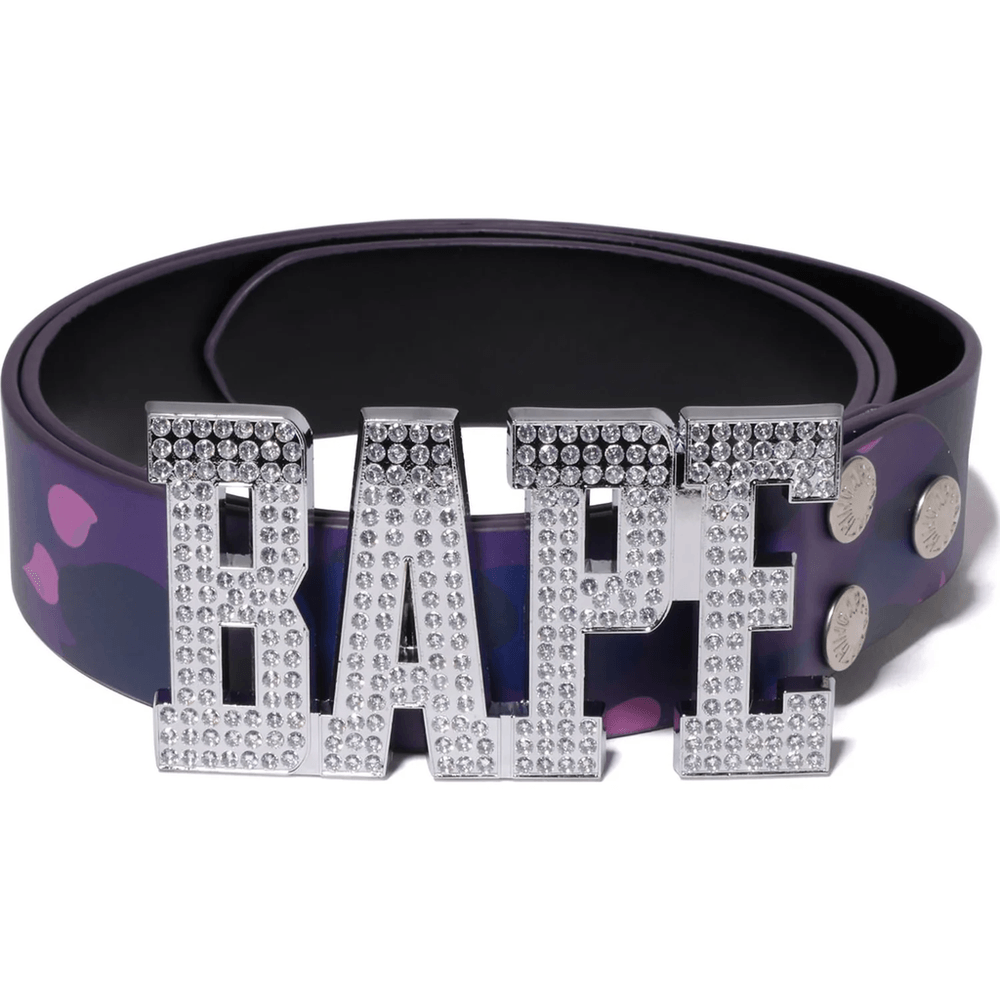 COLOR CAMO BAPE LEATHER BELT MENS Purple