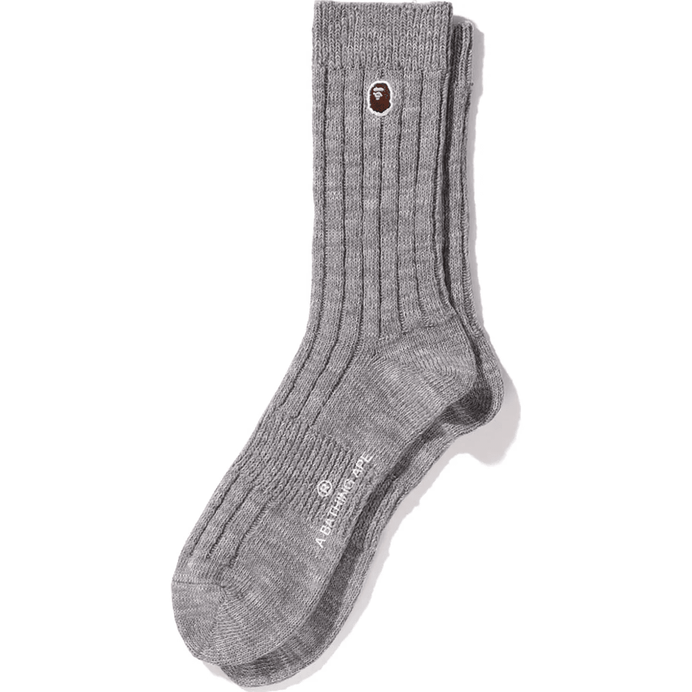 Bape APE HEAD ONE POINT SOCKS M Gray