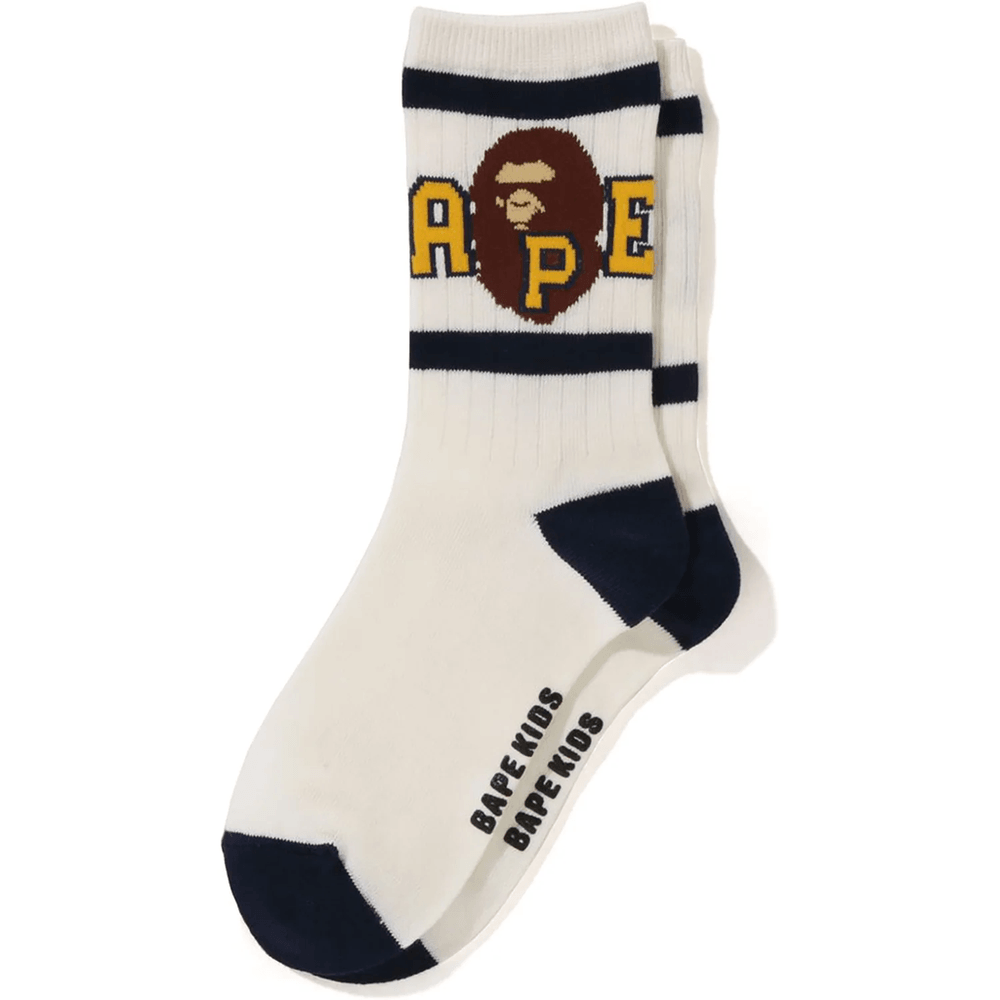Bape APE HEAD LINE RIB SOCKS KIDS White