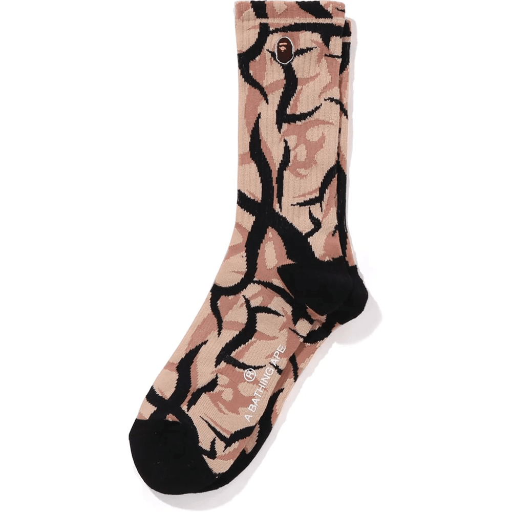 Bape TRIAL CAMO APE HEAD ONE POINT SOCKS MENS Beige