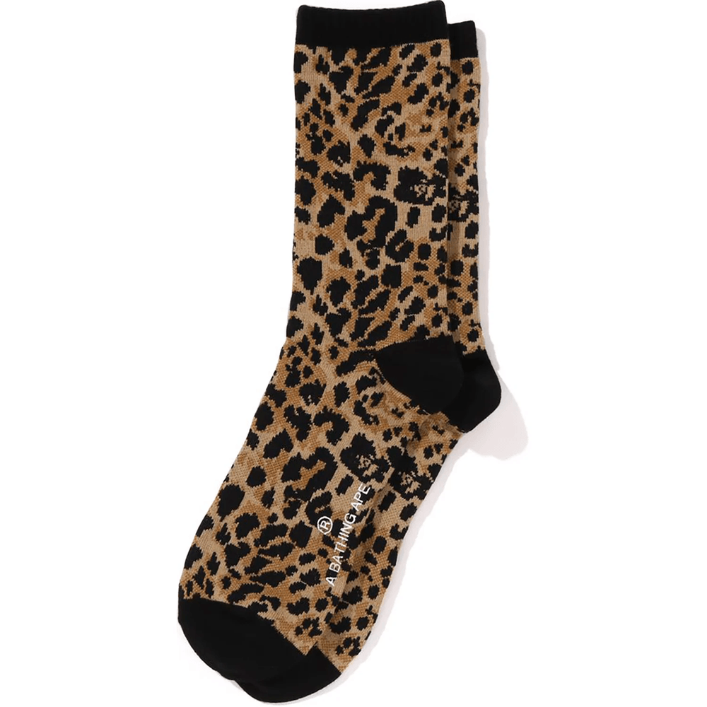 Bape WILD LEOPARD PATTERN SOCKS MENS Beige
