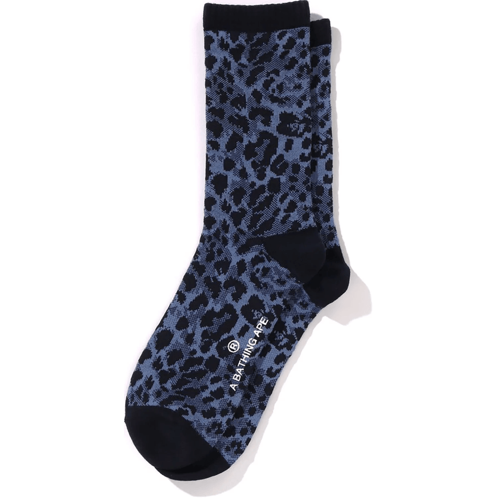 Bape WILD LEOPARD PATTERN SOCKS MENS Navy