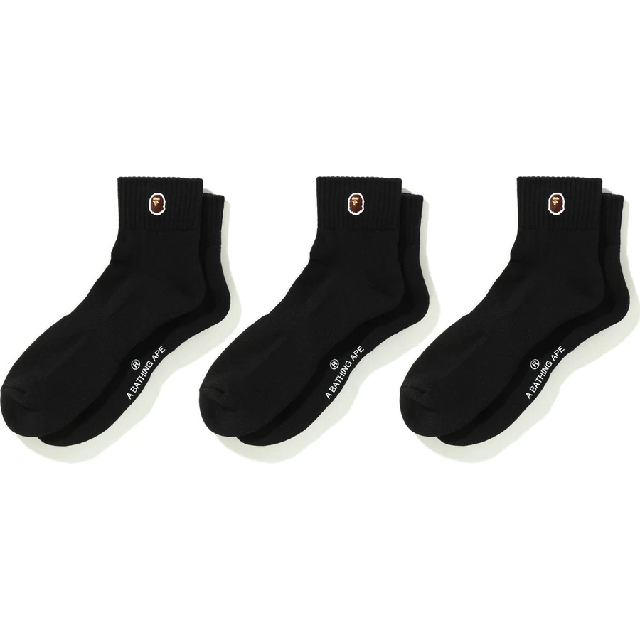 Bape Ape Head One Point Potītes Zeķes 3 Pāri Mens