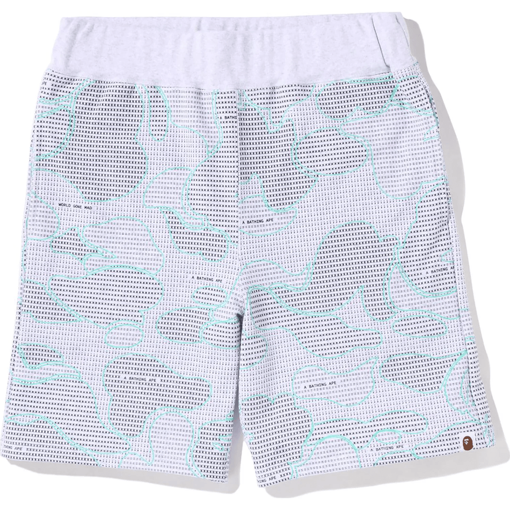 Bape TEXT CODE CAMO SWEAT SHORTS MENS Gray