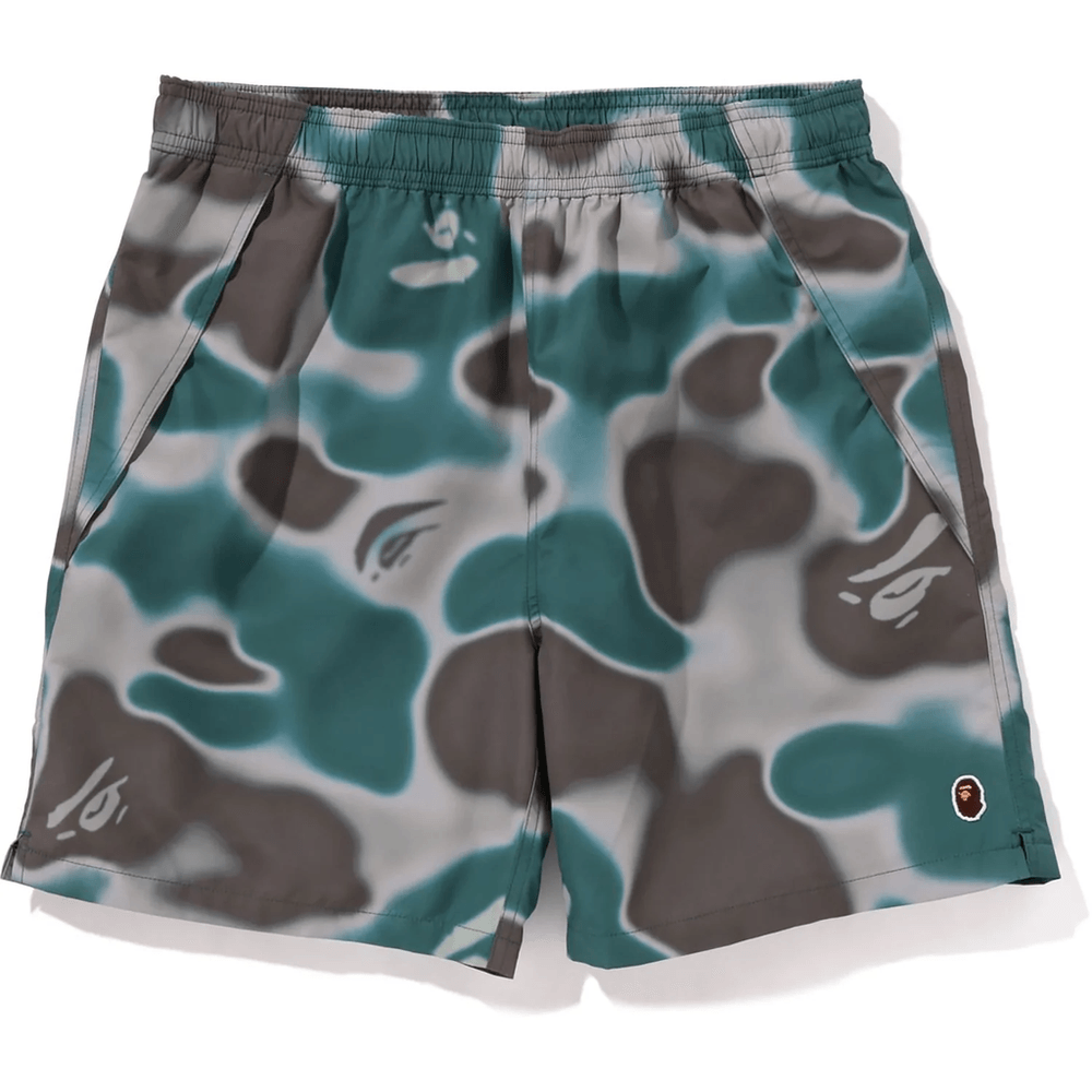 Bape LIQUID CAMO ONE POINT BEACH SHORTS MENS Olive Drab