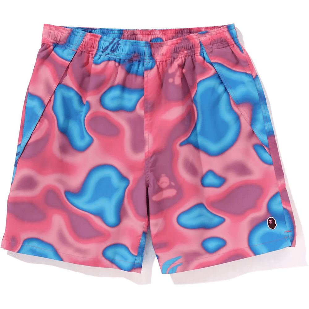 Bape LIQUID CAMO ONE POINT BEACH SHORTS MENS Pink