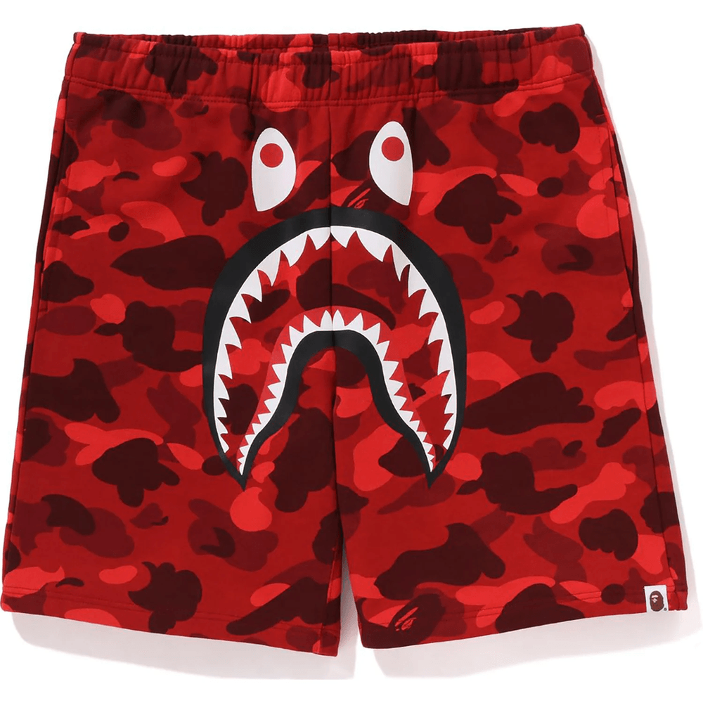 Bape COLOR CAMO SHARK SWEAT SHORTS MENS Red