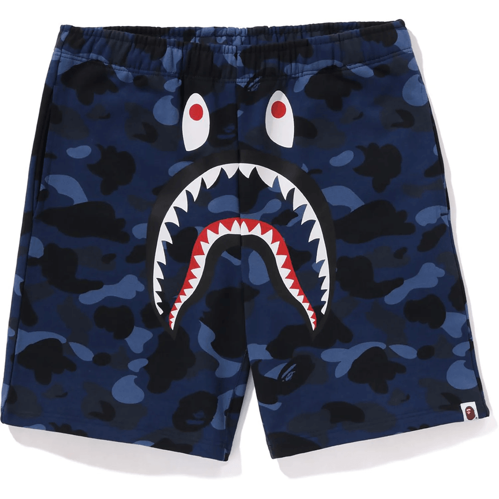 Bape COLOR CAMO SHARK SWEAT SHORTS MENS Navy