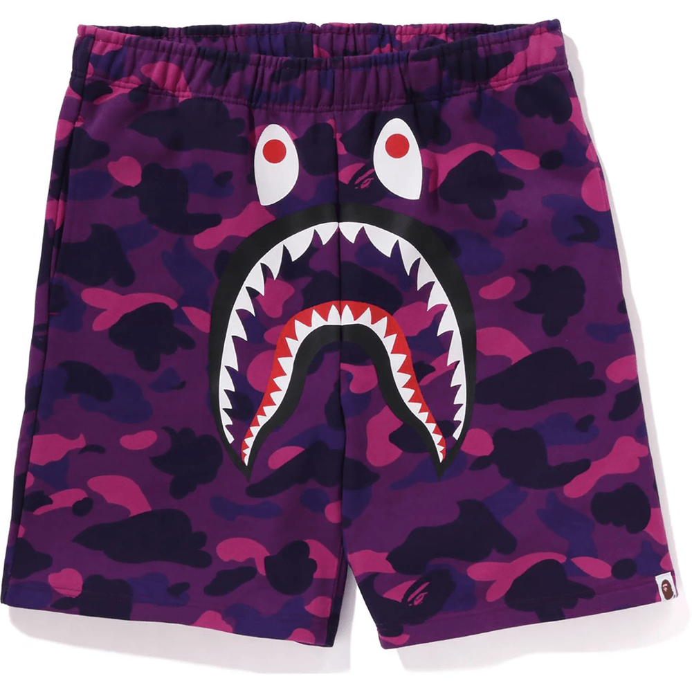 Bape COLOR CAMO SHARK SWEAT SHORTS MENS Purple