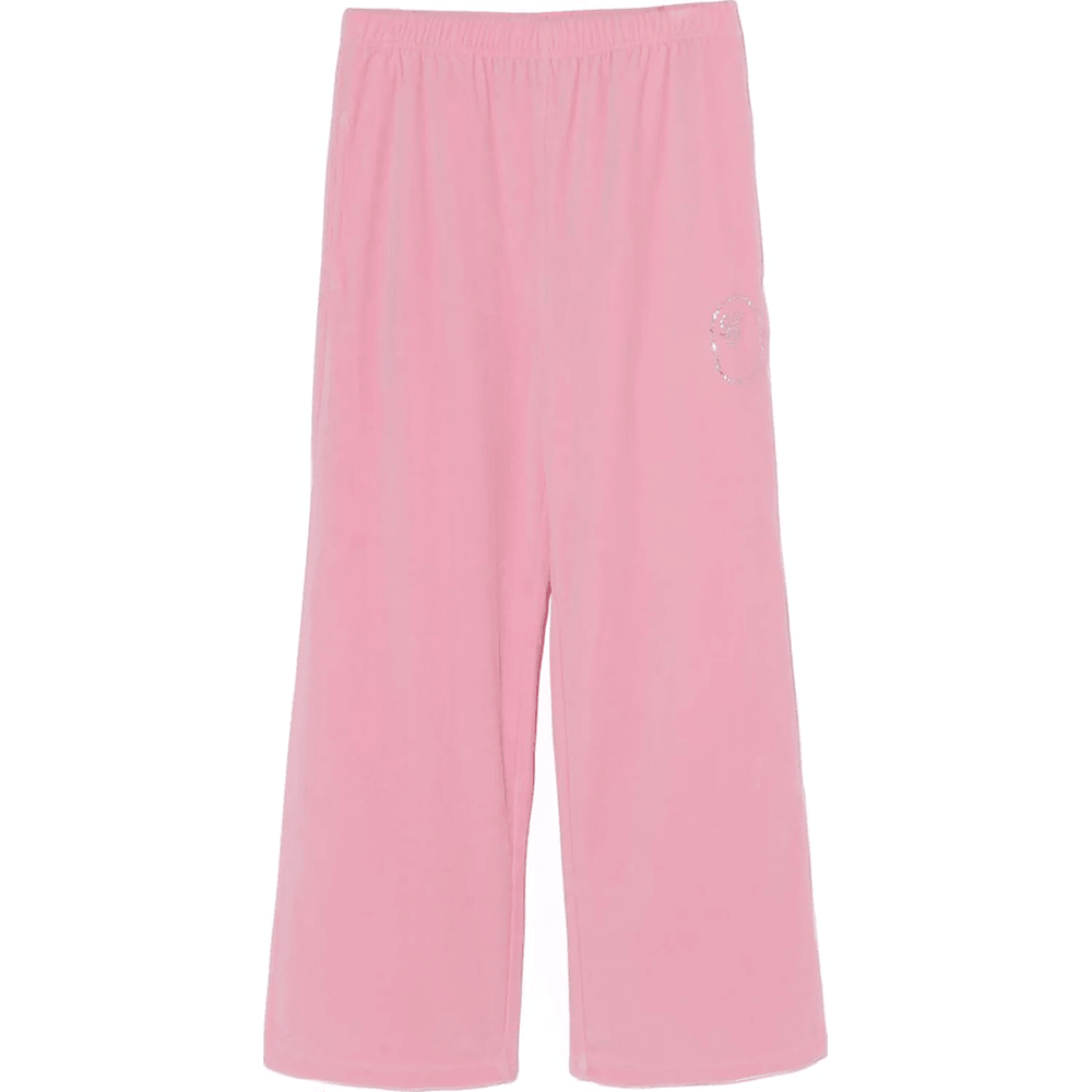 Bape CRYSTAL STONE APE HEAD VELOUR WIDE PANTS LADIES Pink
