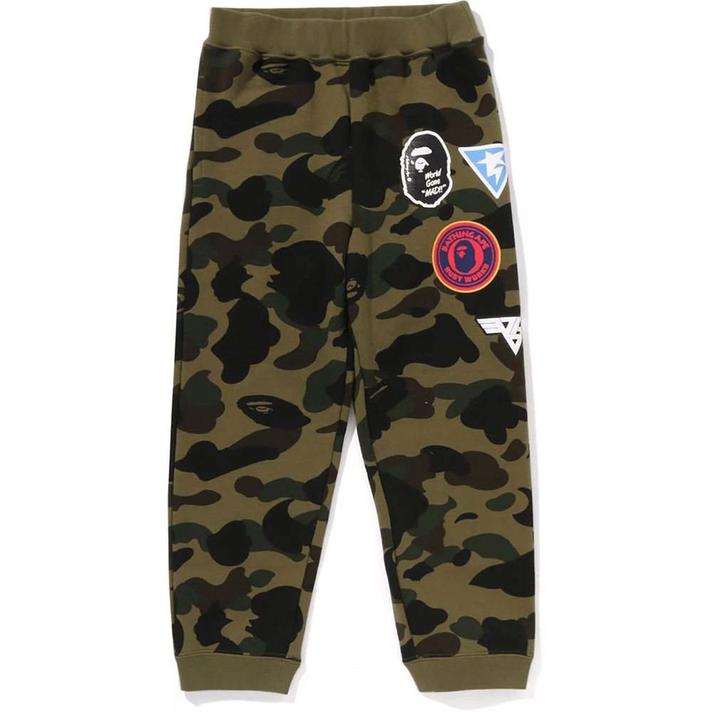 Bape 1ST CAMO PATCH PRINT SWEAT PANTS KIDS Green