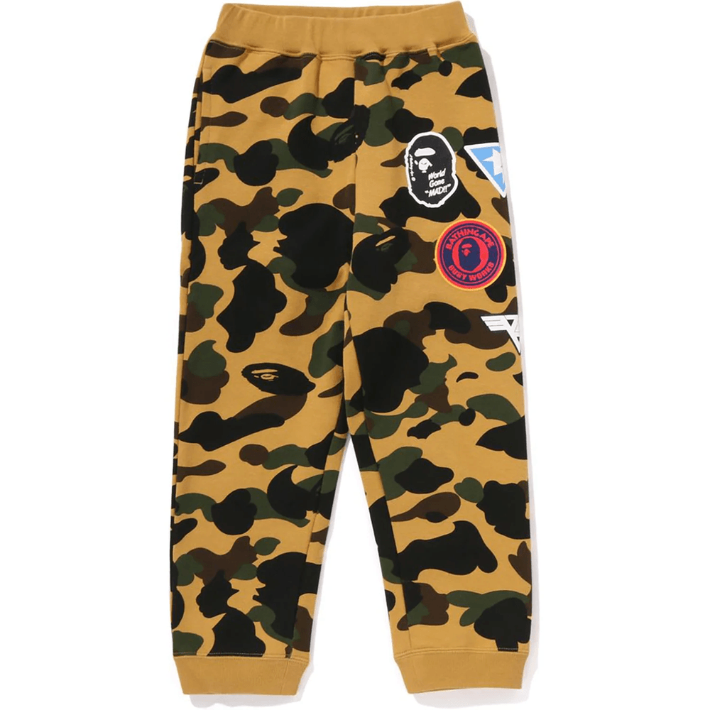 Bape 1ST CAMO PATCH PRINT SWEAT PANTS KIDS Yellow