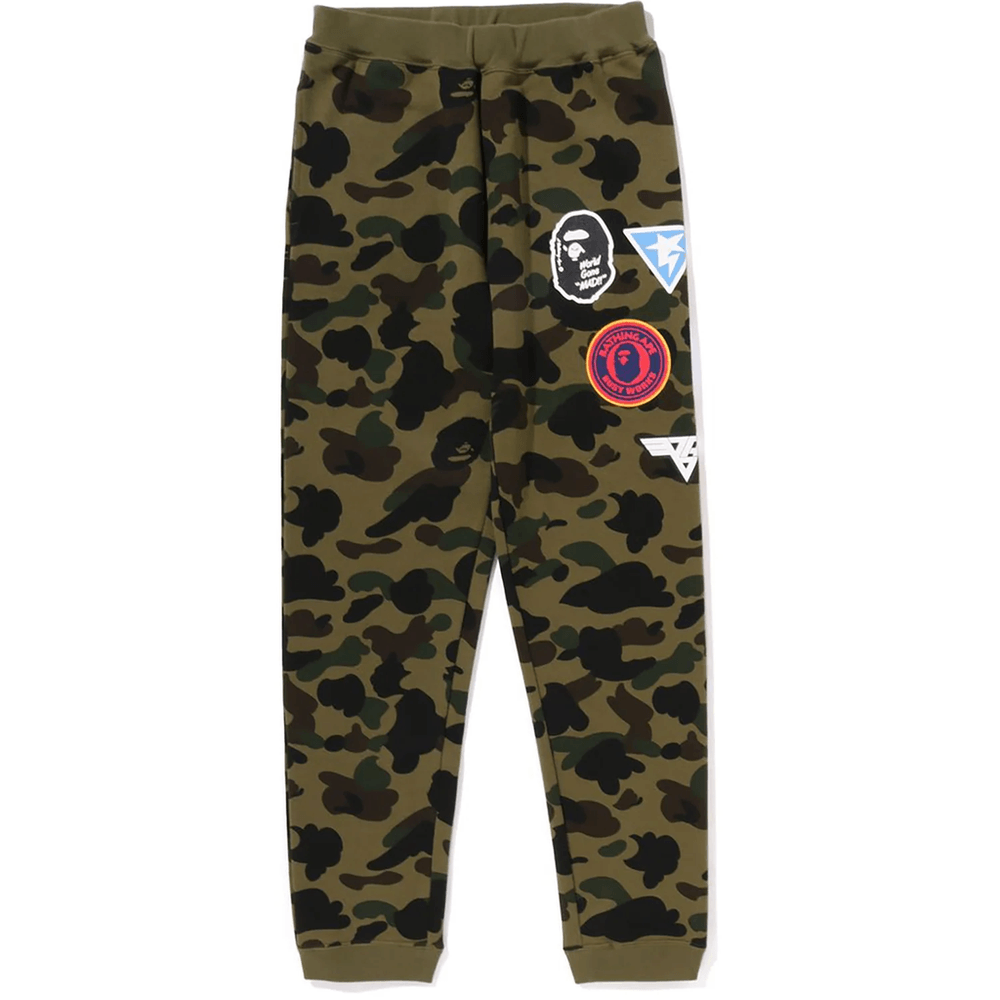 Bape 1ST CAMO PATCH PRINT SWEAT PANTS JR KIDS Green