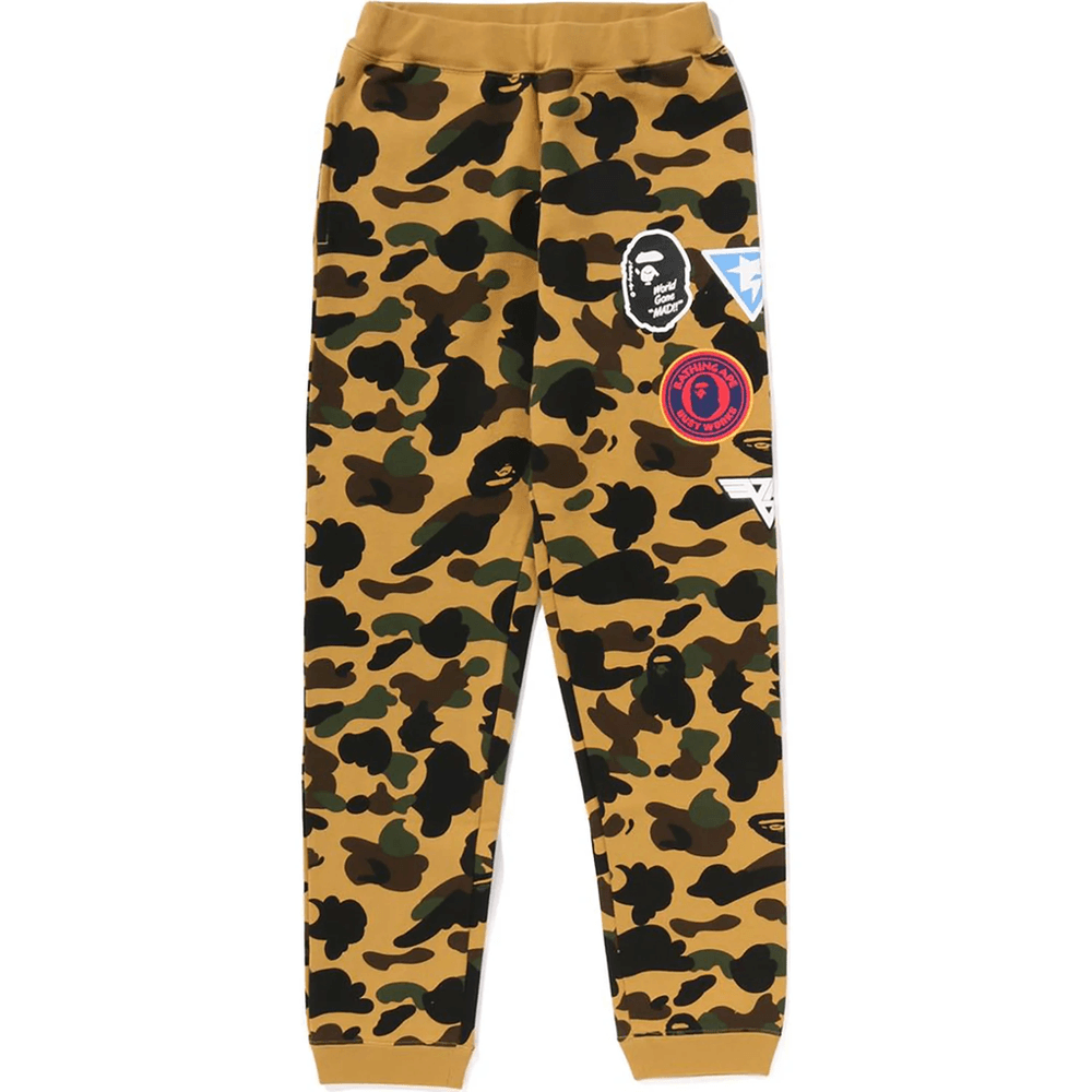 Bape 1ST CAMO PATCH PRINT SWEAT PANTS JR KIDS Yellow