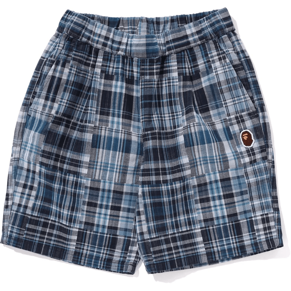 Bape MULTI CHECK ONE POINT SHORTS KIDS Blue