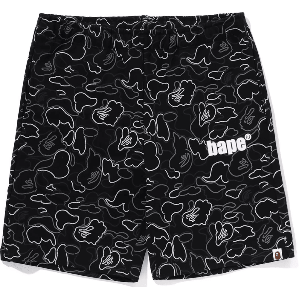 Bape Neon Camo Regular Fit Sweat Shorts Heren Zwart