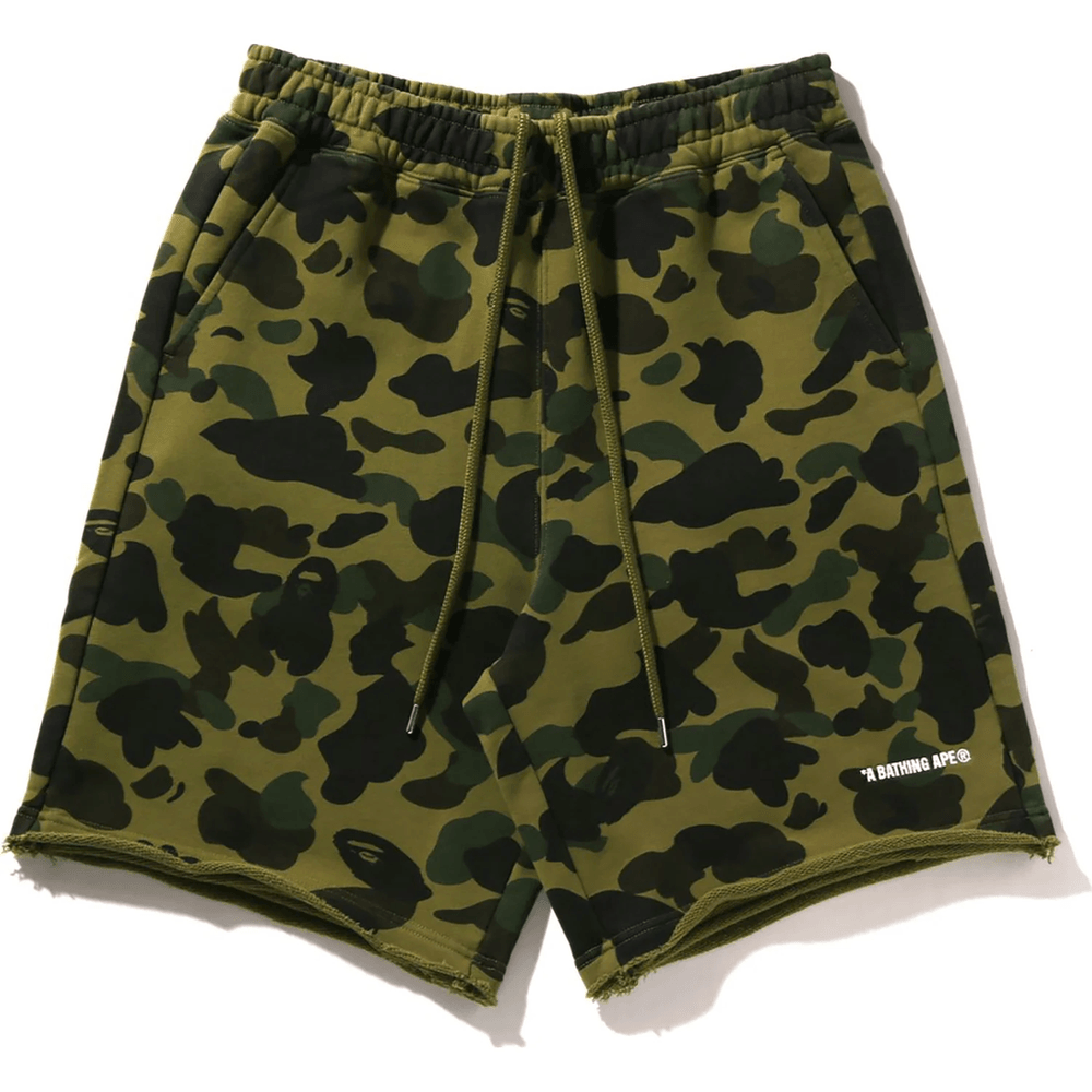 Bape 1ST CAMO HEAVY WASHED RELAXED FIT SWEAT SHORTS MENS Green