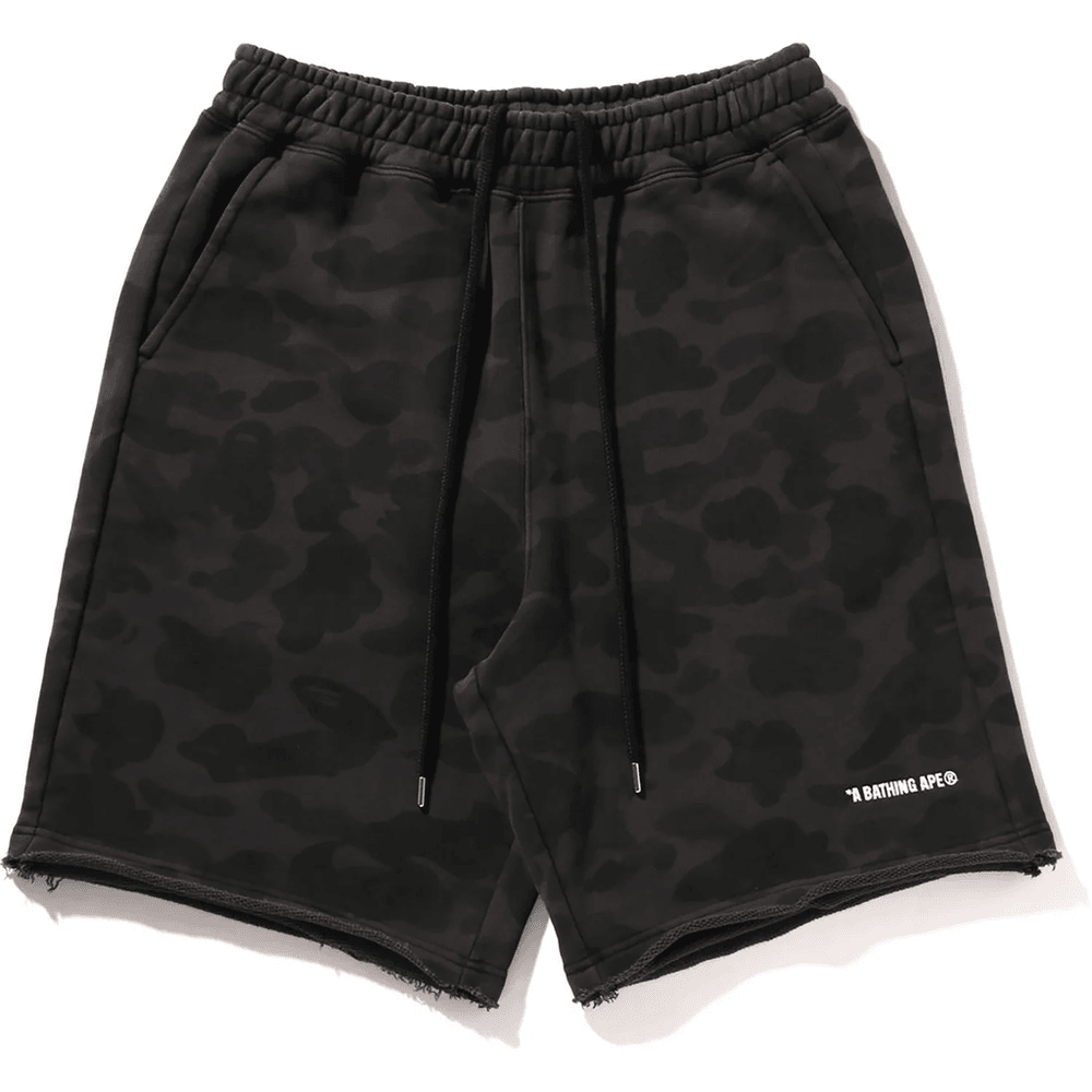 Bape 1ST CAMO HEAVY WASHED RELAXED FIT SWEAT SHORTS MENS Black